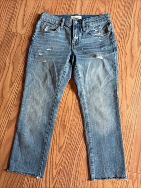 Madewell Jeans The Slim Boyfriend Size 25 Raw Hem Distressed Cropped